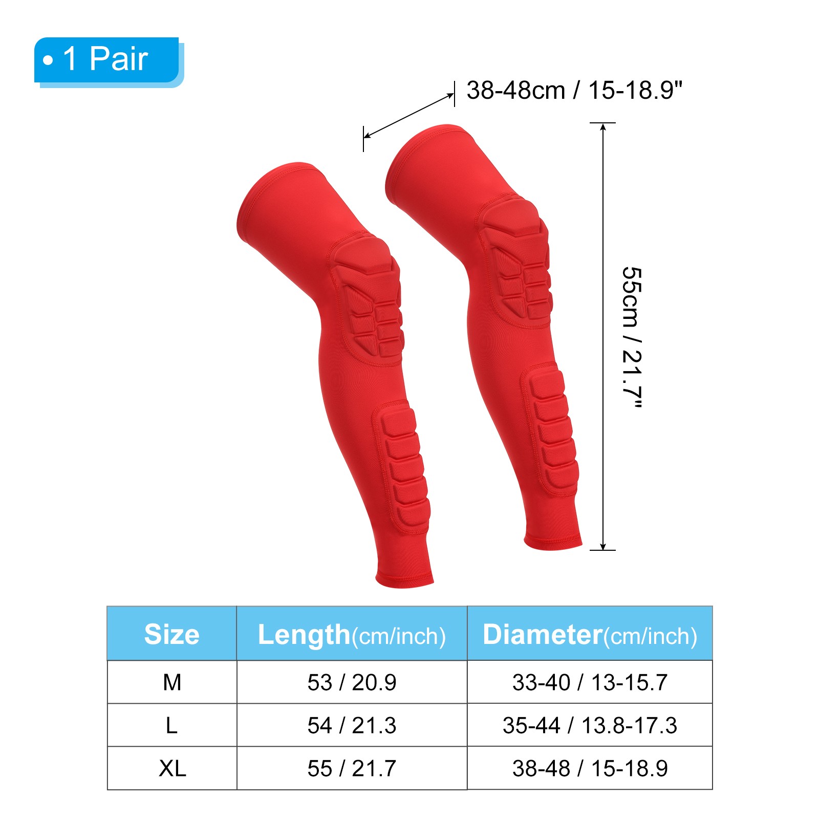 2 Pcs Knee Calf Pads Knee Braces Knee Guards Compression Leg Sleeve Red XL