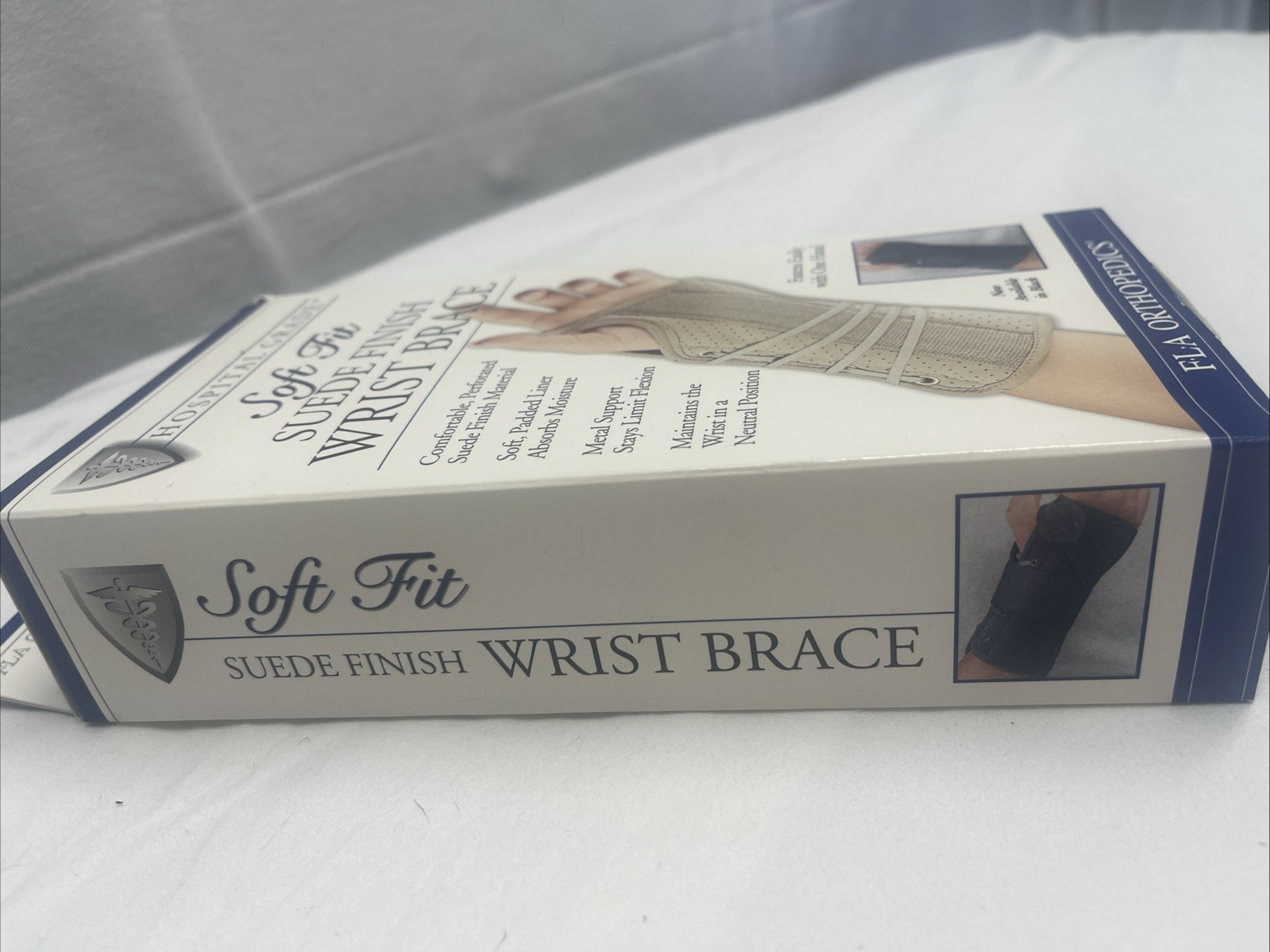 WRIST BRACE SOFT FIT SUEDE FINISH MEDIUM LEFT BEIGE HOSPITAL GRADE FLA ORTHO