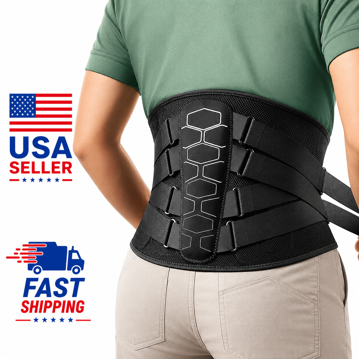 Lower Back Brace Support Belt Lumbar Waist Support for Pain Relief Lifting Work