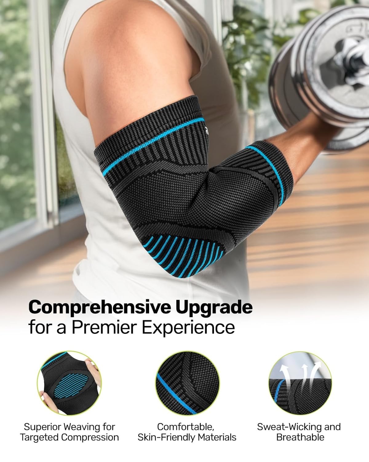 Elbow Compression Sleeve 2 Pack – Support for Tennis & Golfer’s Elbow
