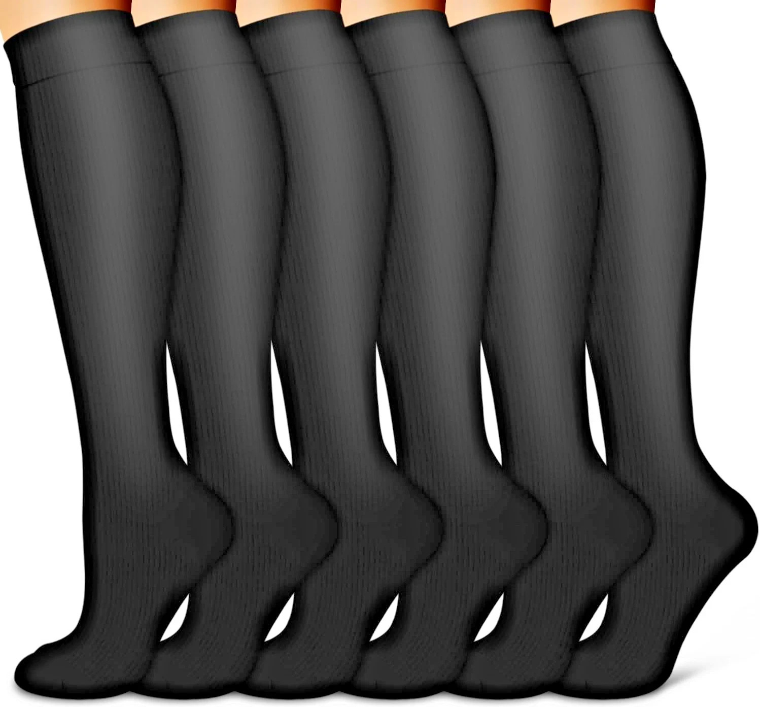 BLACK Copper Compression Socks for Women & Men (6 PR) S/M FAST FREE USA SHIPPER