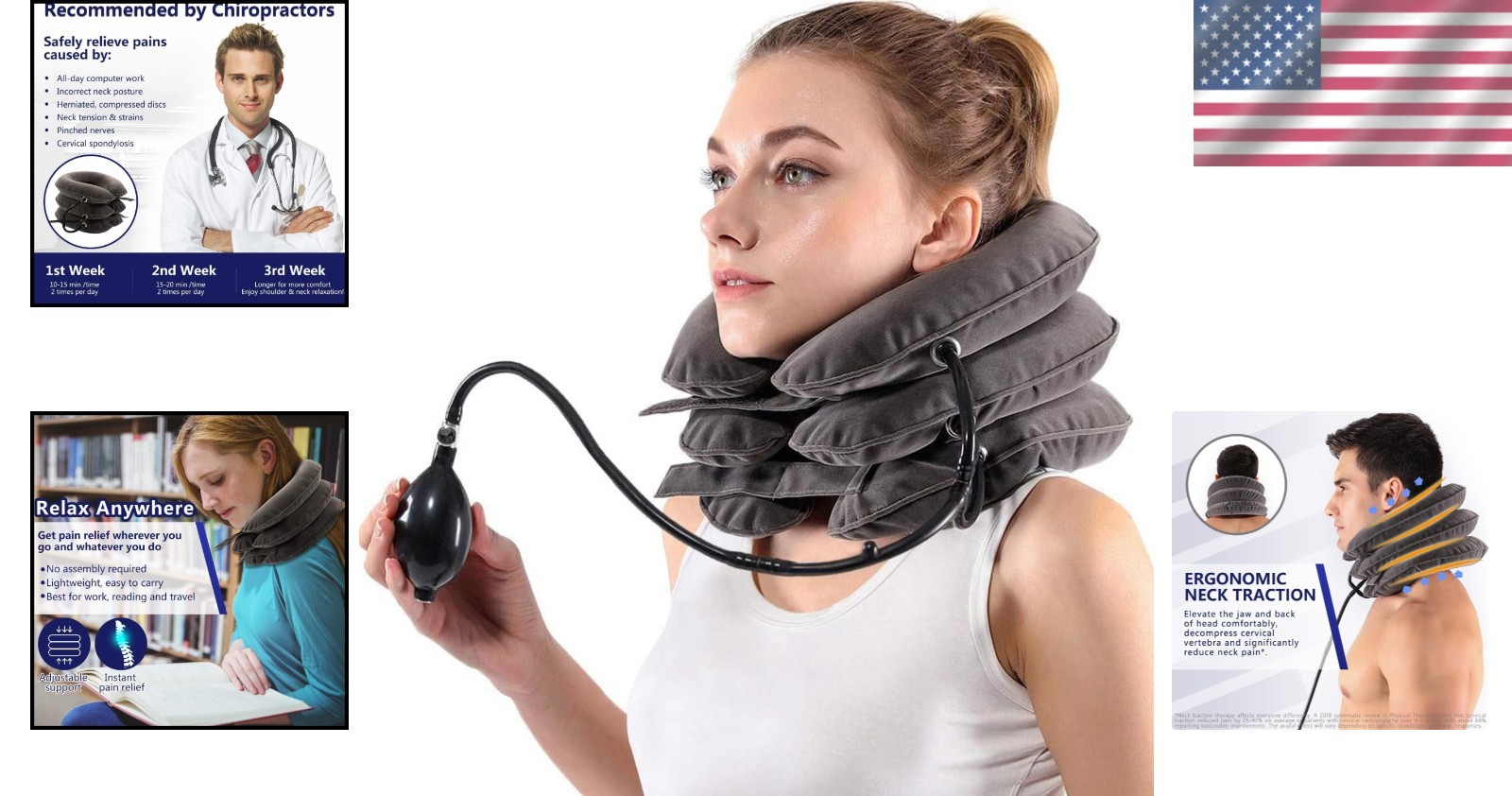 Adjustable Neck Traction Pillow – Lightweight & Portable
