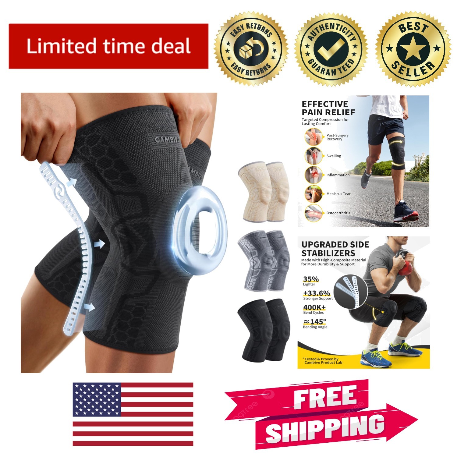 Durable Knee Sleeves with Silicone Gel Pad – Relief for Workouts & Recovery