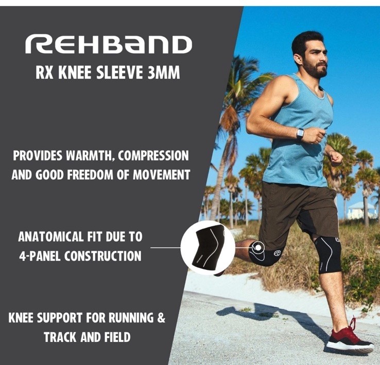 NIB Rehband Knee Sleeve 3mm Neoprene, Lightweight XL Black 1 Piece New In BOX