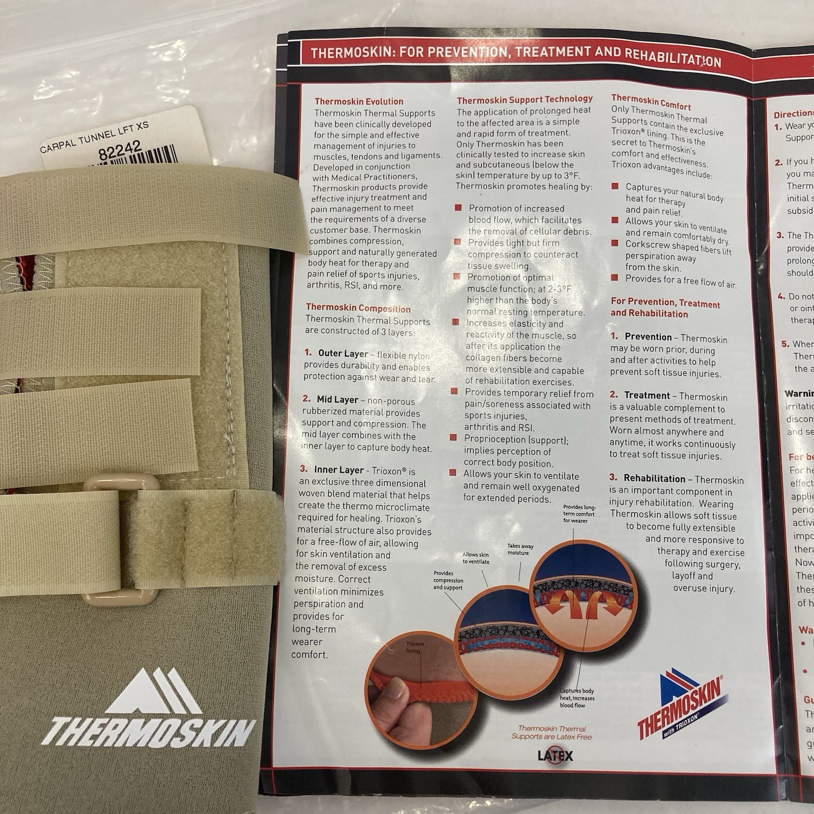 SWEDE-O THERMOSKIN Carpal Tunnel Wrist Brace Splint (Left Size XS) Wrist Support