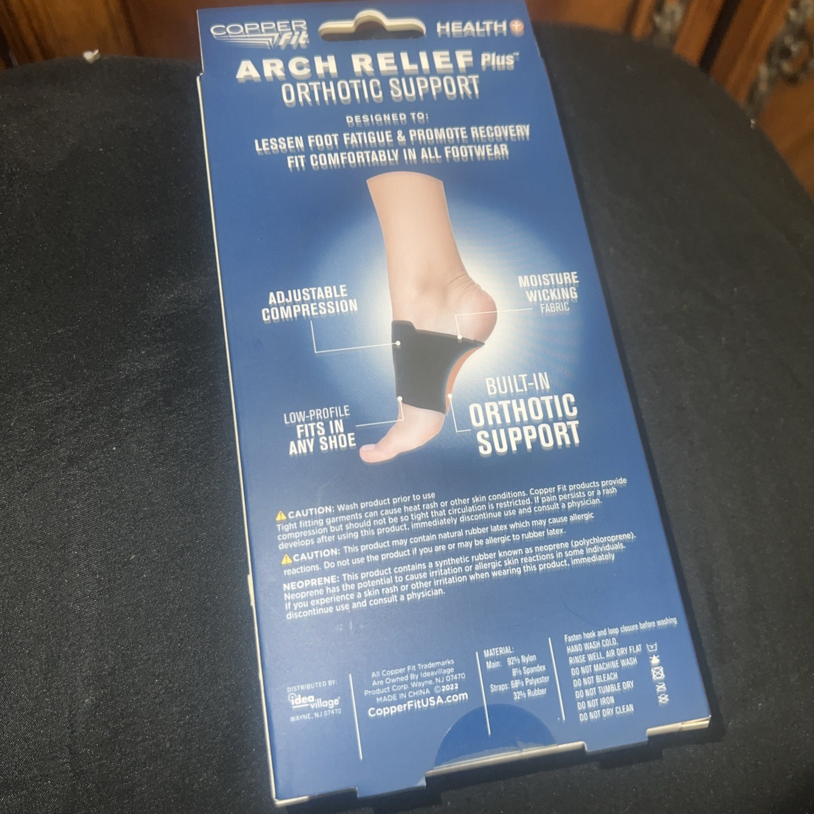 Copper Fit Health Unisex Arch Relief Plus with Built-In Orthotic Support – Black