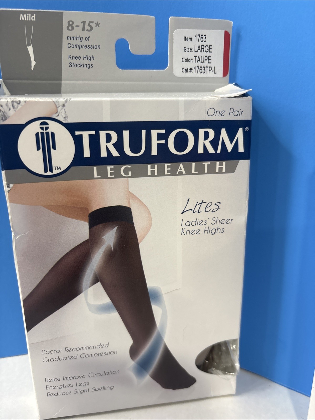 2x Truform 1763, Knee High Stocking, 8-15 MMHG of Compression, Taupe Lg and Xl
