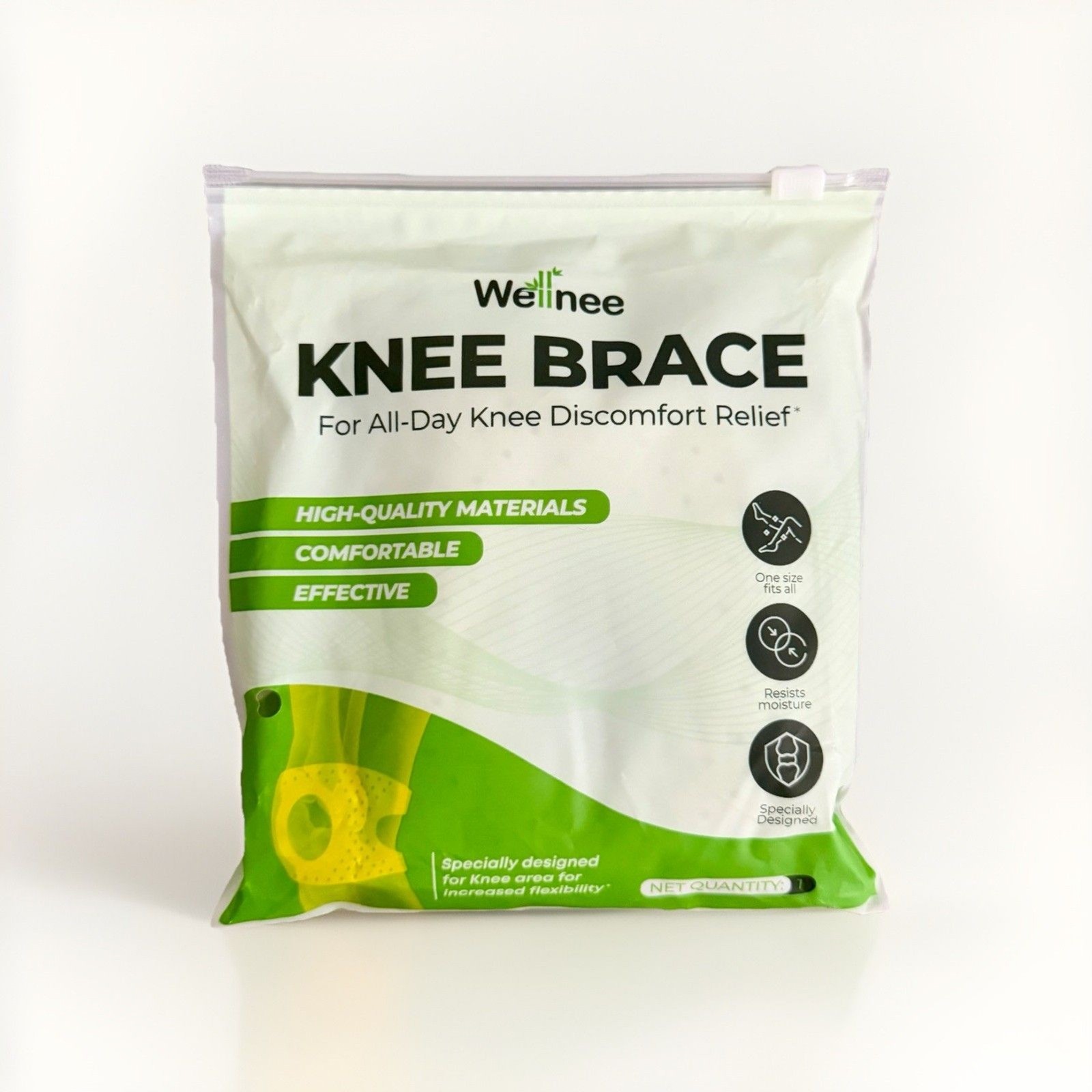 Wellnee Unisex Adults Silicone Padding Knee Support Brace & 10 Pc Herbal Patches