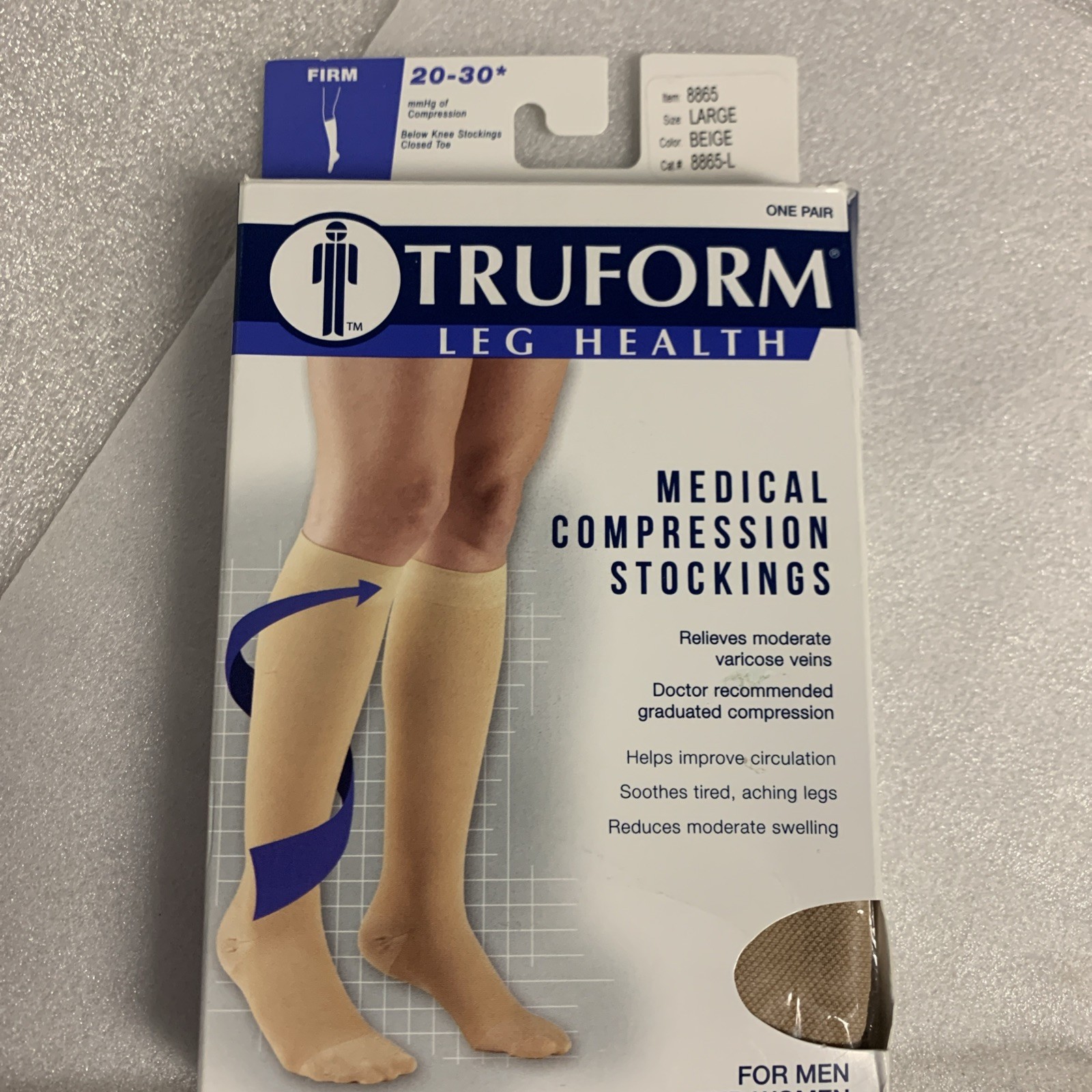 Truform Below Knee Closed Toe Compression Stockings Large -8865 & 2 pair MEDI
