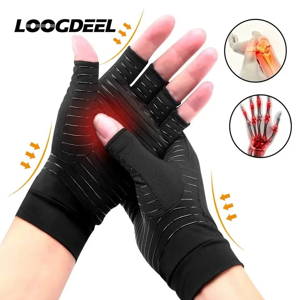 Copper Arthritis Compression Gloves Hand Support Pain Relief Joint Self Care