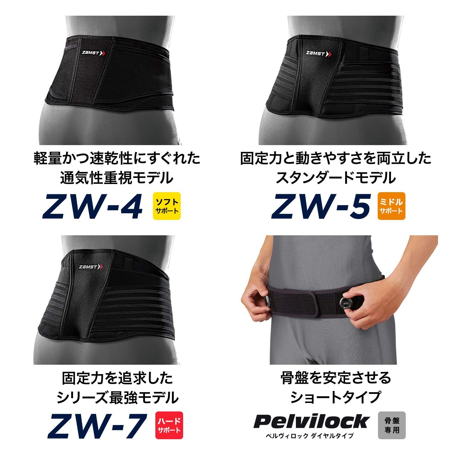 ZAMST Waist Supporter ZWseries Pelvis Corset Soft Support(ZW-3)Size M