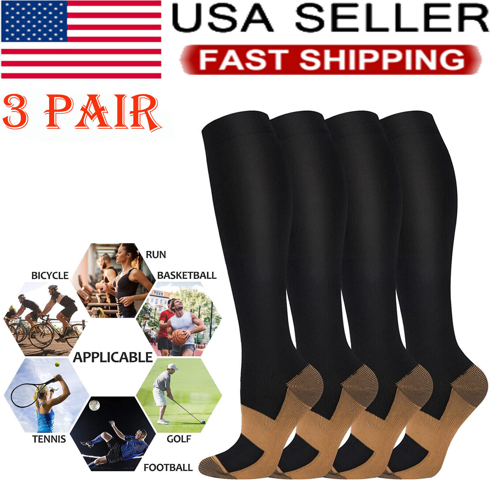 Sale! Unisex Copper Easy-On And Off Lymphedema Compression Socks 20-30 Mmhg