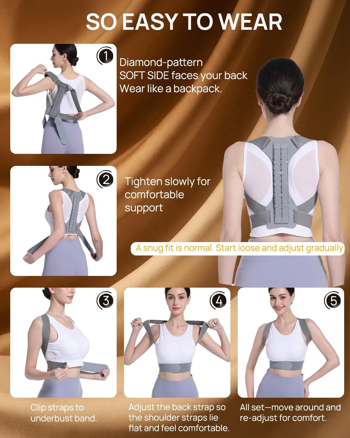 Back Posture Corrector for Women – Twin Pressure System – Large (120-145lb)
