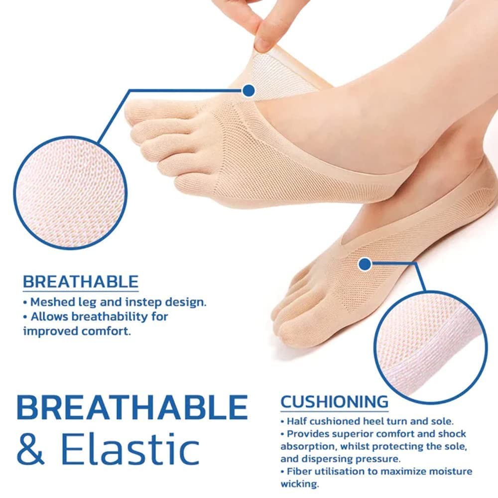 Qauxbul 5 Pairs Sock Align Toe Socks for Bunion, No One Size, Socks-B