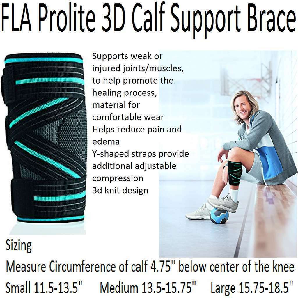 FLA Orthopedics Pro Lite Adjustable 3D Calf Support, Choose Size S, M, L