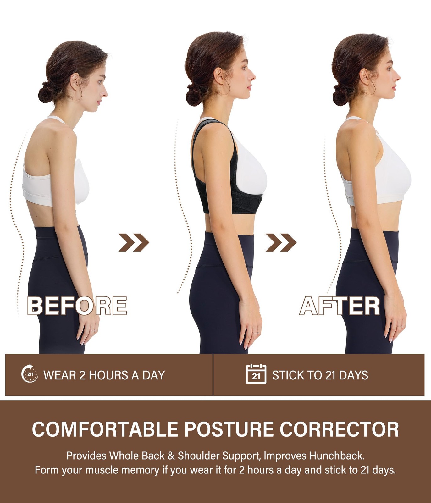 URSEXYLY Posture Corrector for Women Breathable Back Brace For 2XL/3XL, Black