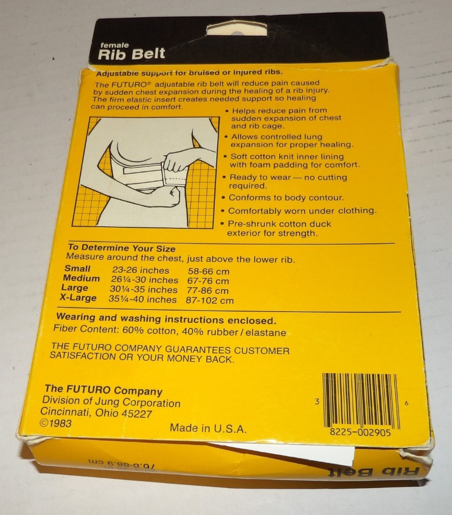 FUTURO RIB BELT, FEMALE, SIZE Large- NEW IN BOX- Vintage 1983