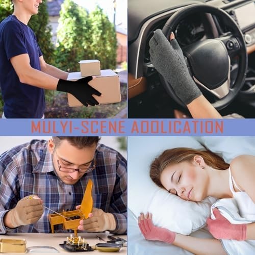 Arthritis Compression Gloves 6 Pairs Fingerless Cotton Spandex for Men Women