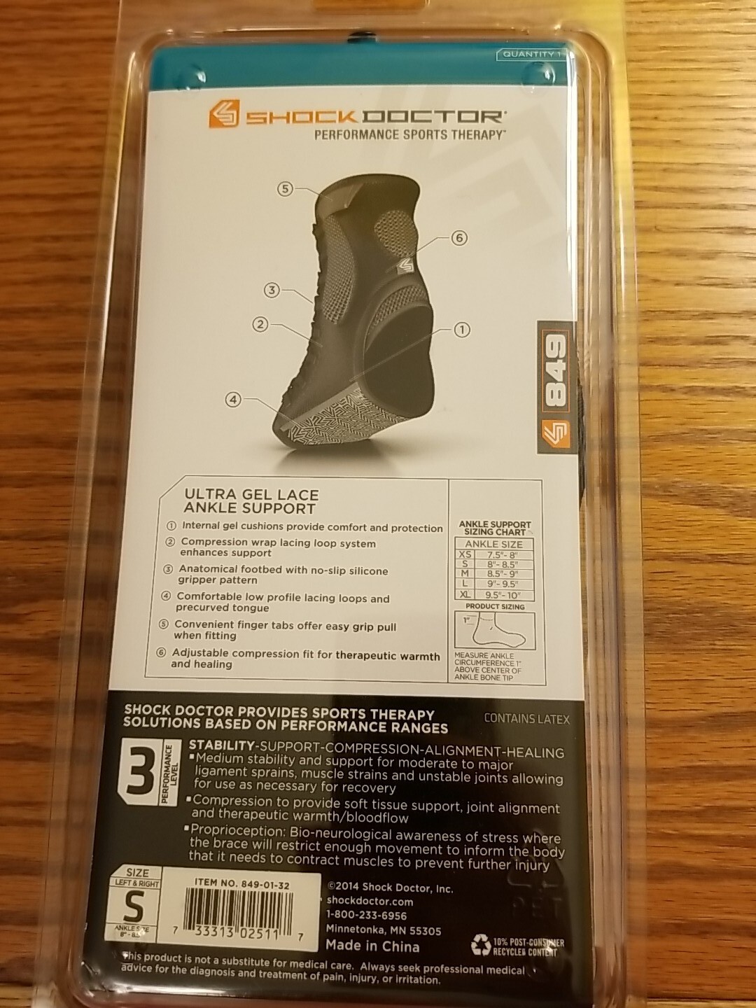 Shock Doctor Ultra Gel Lace Ankle Support – Black – Small
