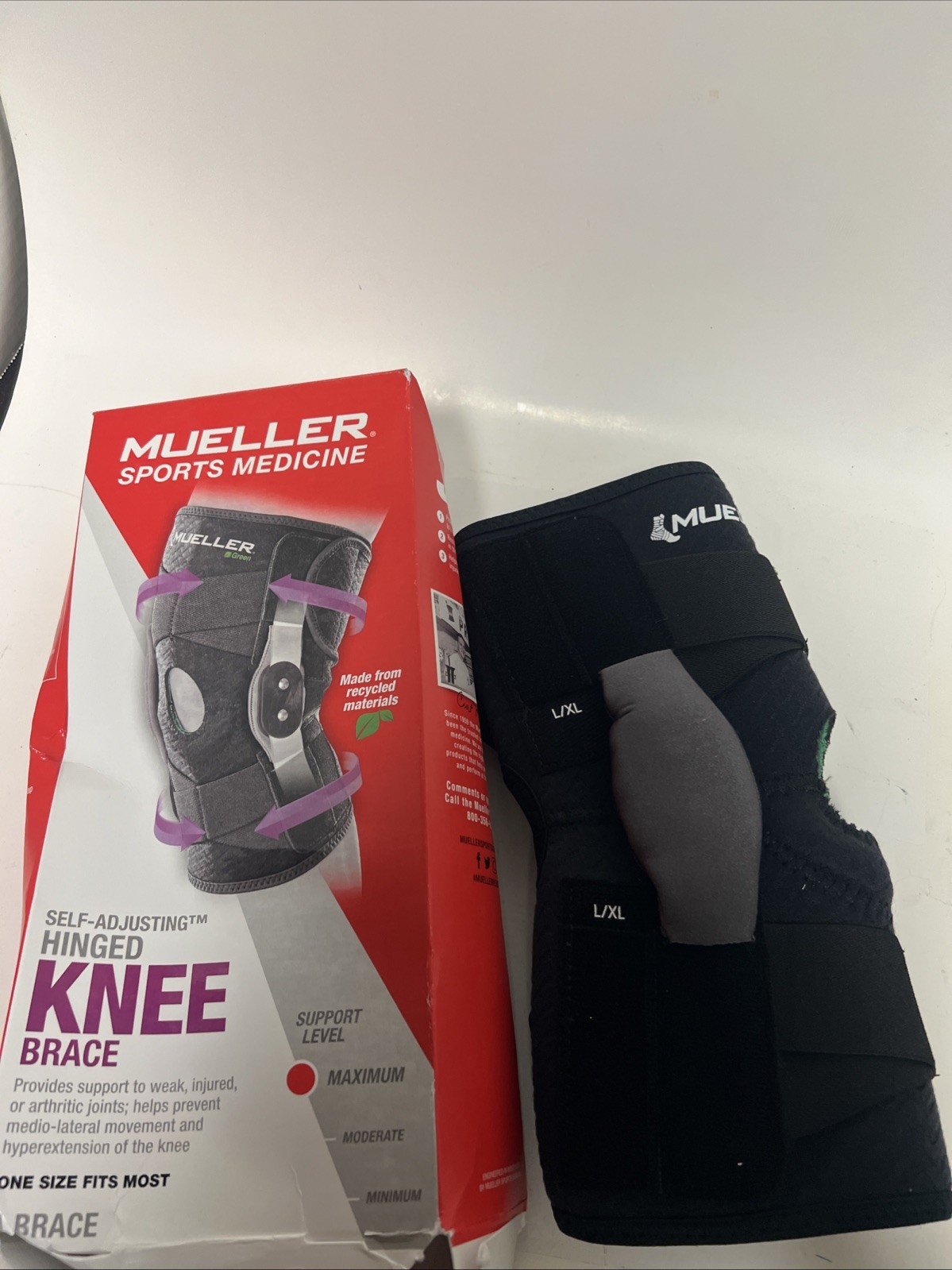 Mueller Adjustable Hinged Knee Brace L/XL Support Wrap Neoprene Left/Right