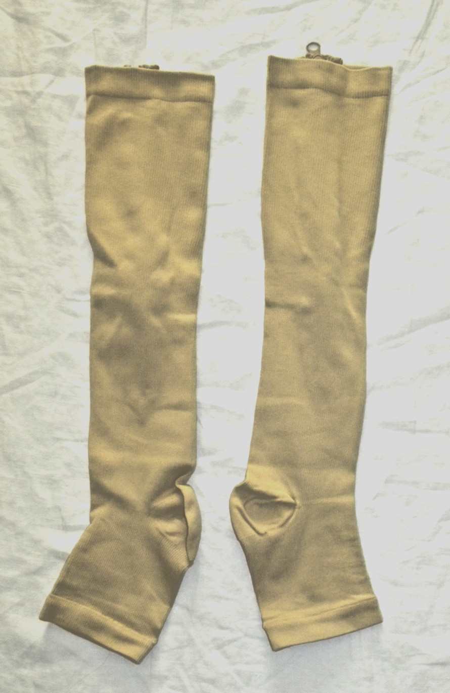 One Pair Zipper Open Toe Compression Leg Ankle Support Sock Size L/XL NEW
