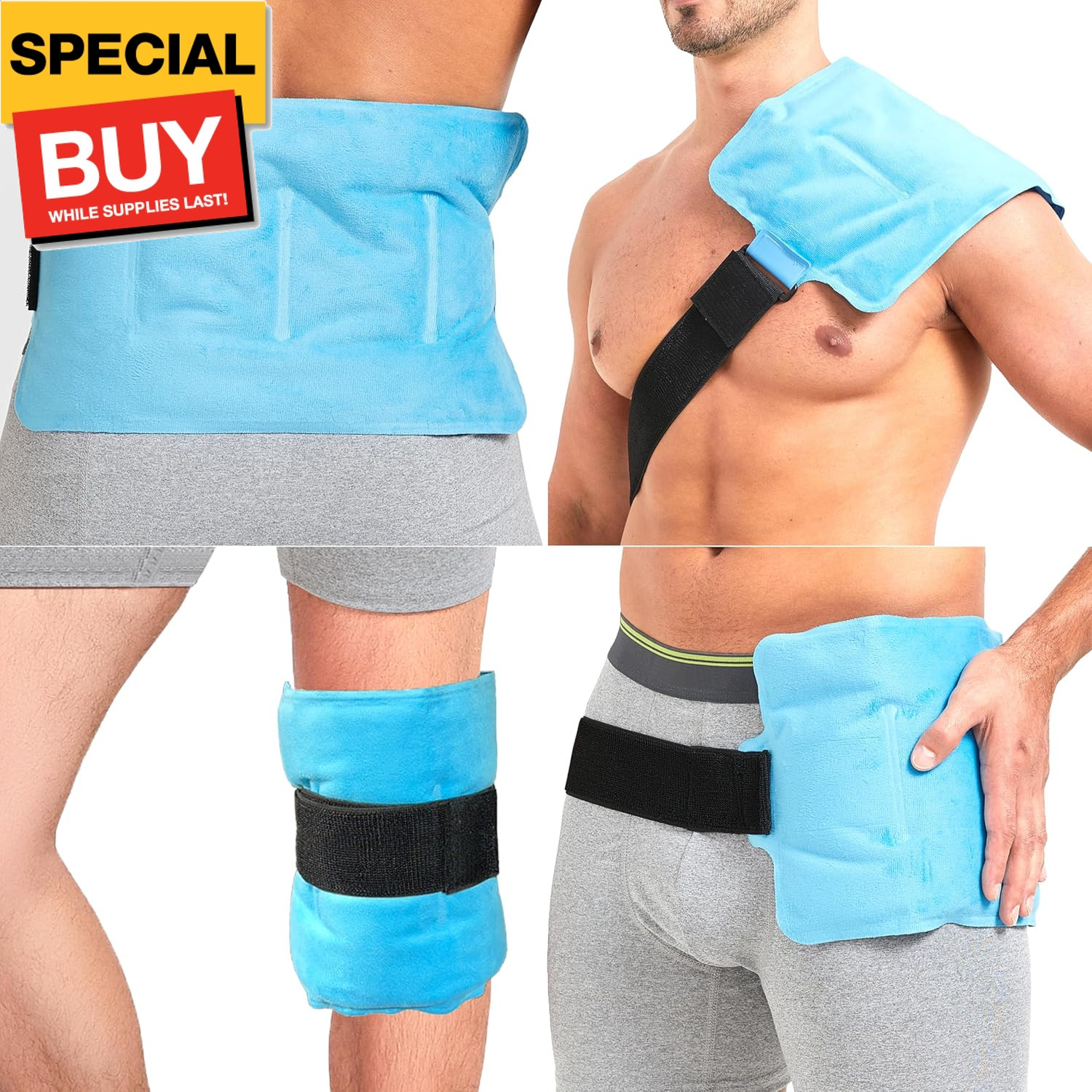 Lower Back & Waist Gel Ice Pack for Injuries Reusable Large Flexible Hot Cold Th