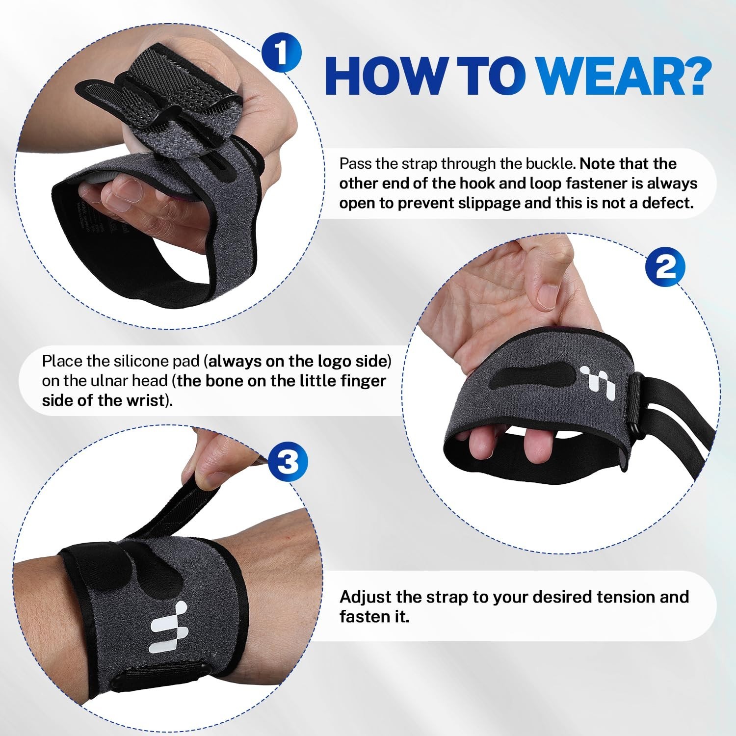 Adjustable TFCC Wrist Brace for Ulnar Pain Relief, 3D Gel Pad, Breathable Suppor