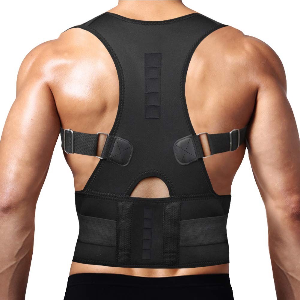 NEOPRENE MAGNETIC POSTURE CORRECTOR BAD BACK LUMBAR SHOULDER SUPPORT BELT BRACE