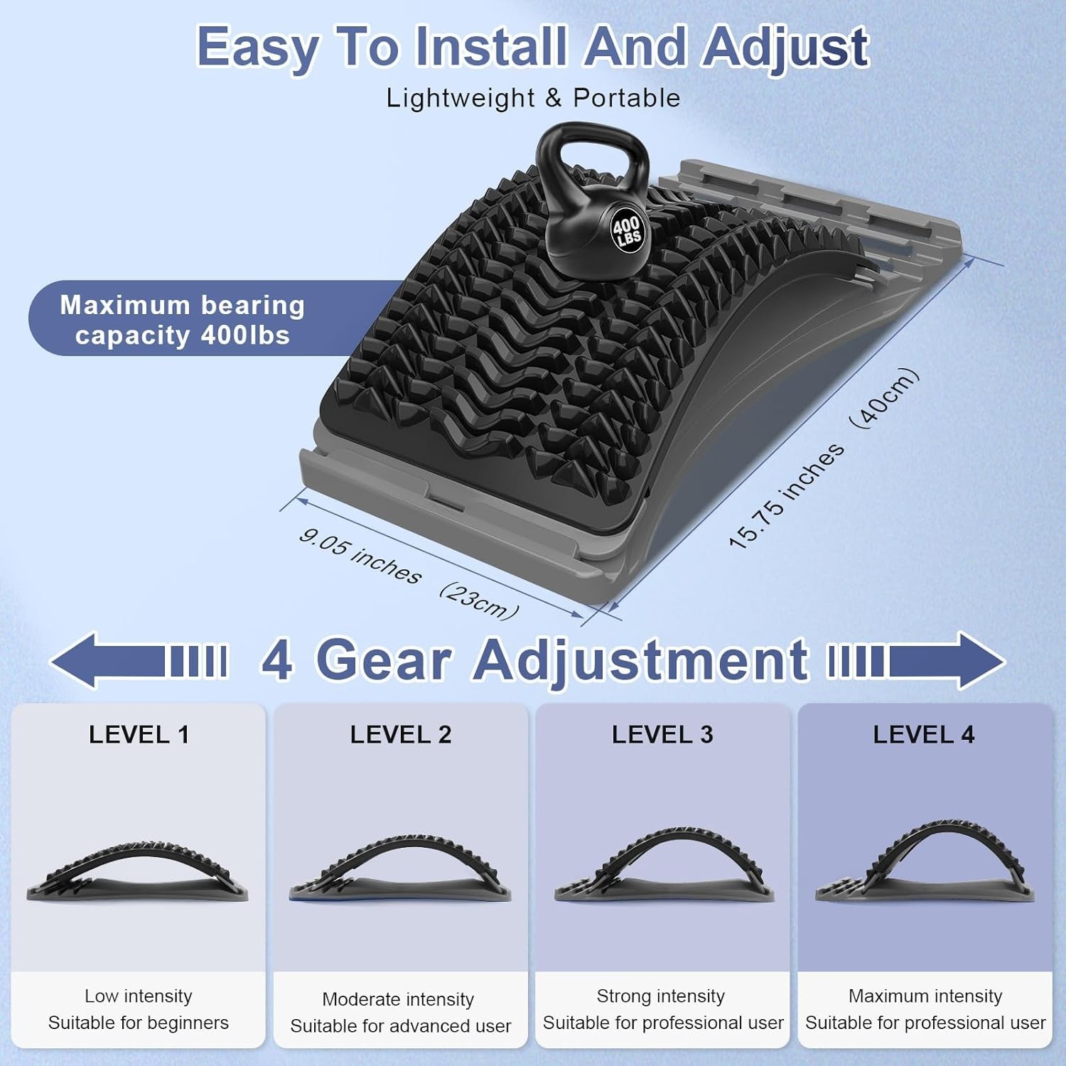 Tabla de apoyo lumbar ajustable para escoliosis y descompresión de la columna US