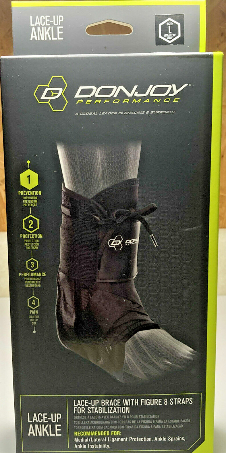 Donjoy Lace-Up Brace W/ Figure 8 Straps For Stabilization,Large