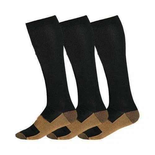 3 Pairs Copper Compression Socks 20-30mmHg Graduated Support Mens Womens S-XXL