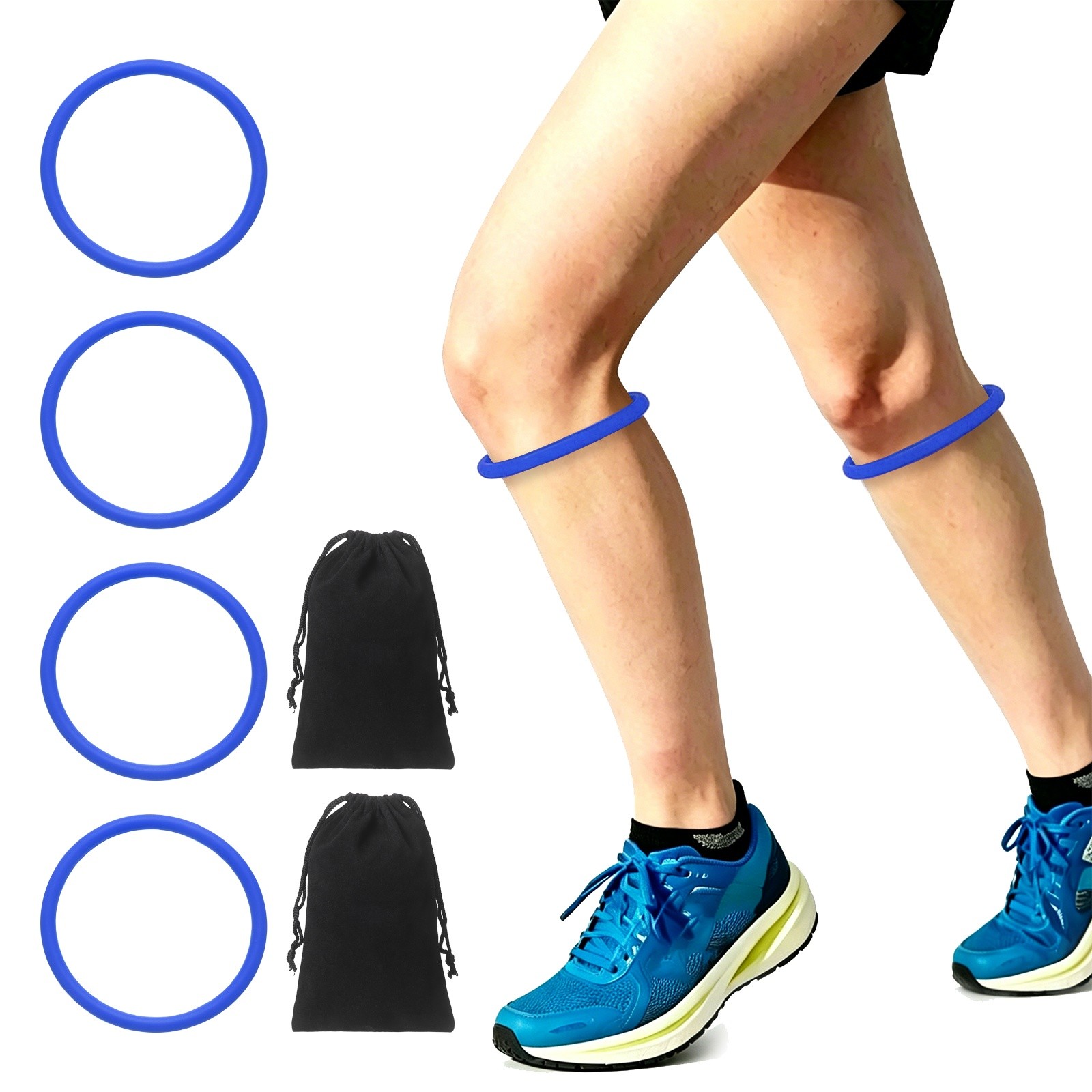 Patellar Tendon Support Strap with Storage Bag Blue 2 Set