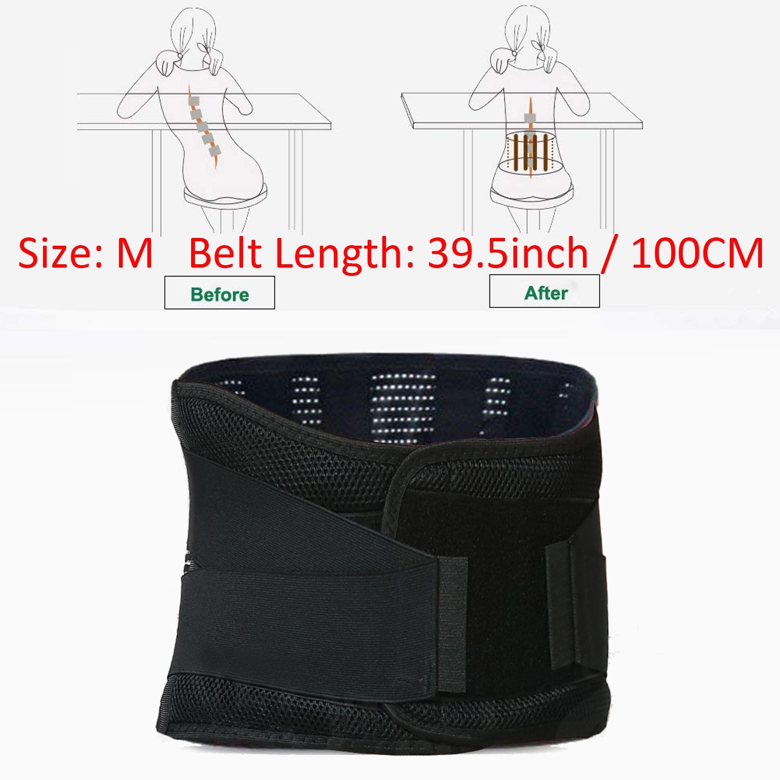 Back Support Belt for Sciatica, Herniated Disc, & Scoliosis – Breathable & Adjus