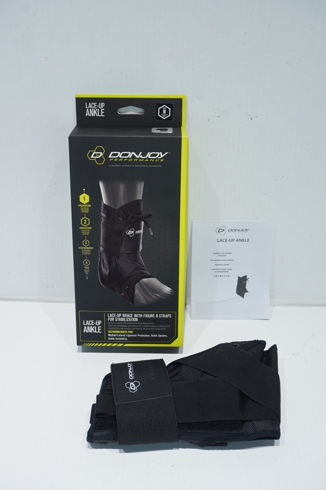 NEW DONJOY PERFORMANCE (DP151AB04-BLK-M) FIGURE 8 LACE-UP ANKLE BRACE SZ. M