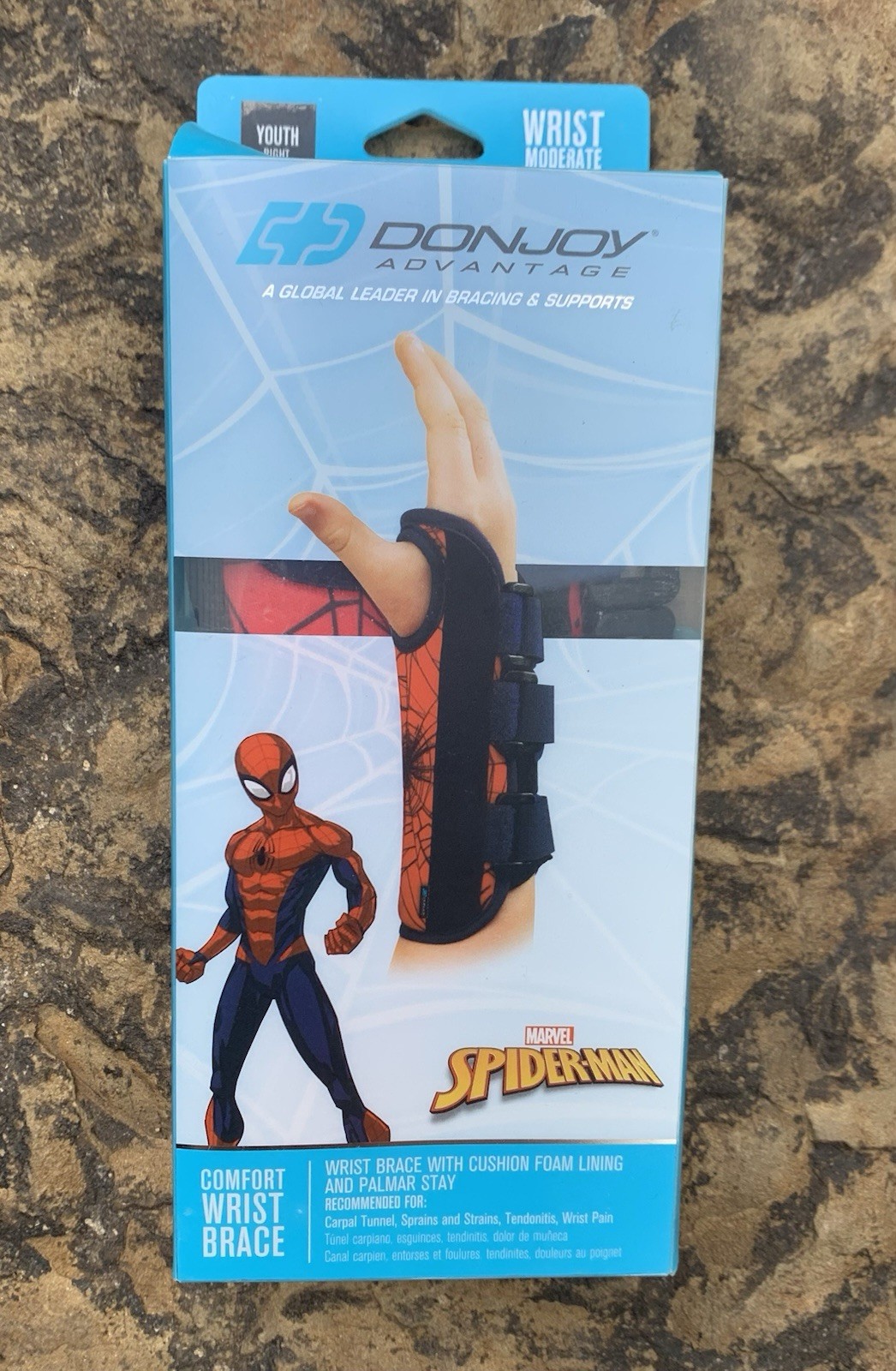 Donjoy Youth Right Wrist Brace. Spider-Man. Moderate. New