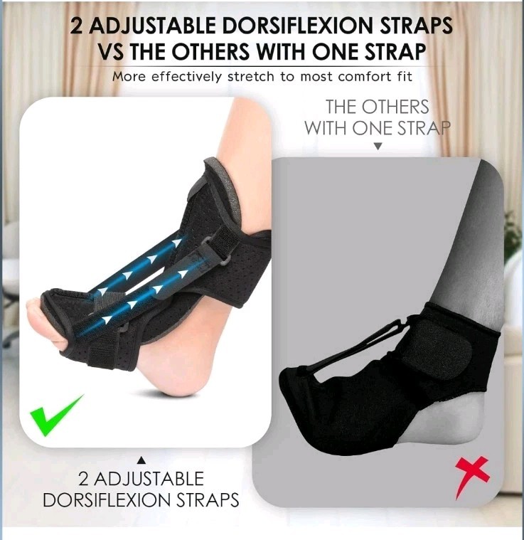 Plantar Fasciitis Brace Night Splint with Soft Memory Foam Pad: 2 Packs Upgraded