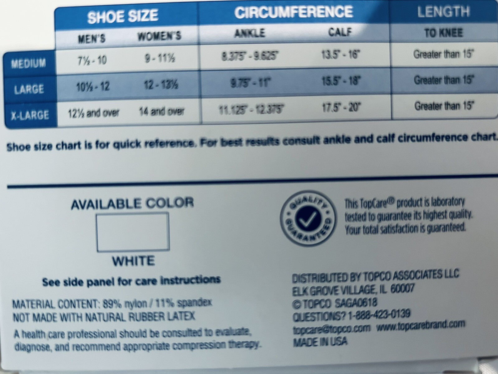 Anti-Embolism Compression Stockings M + TOP CARE Healt Made In U S A🇺🇸18mmhg