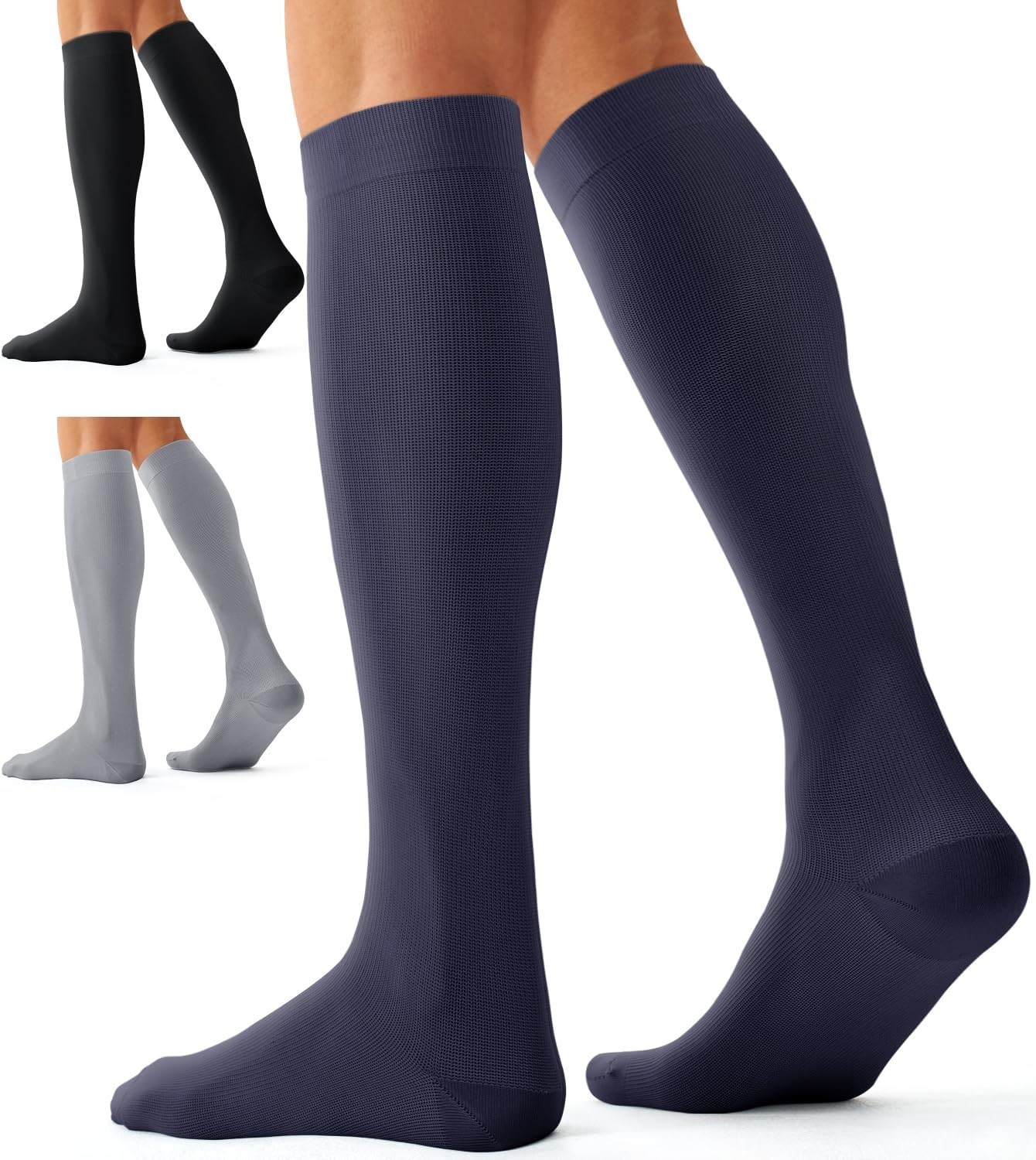 3 Pairs Compression Socks Stockings Womens Mens Knee High Medical 15-20 mmHG