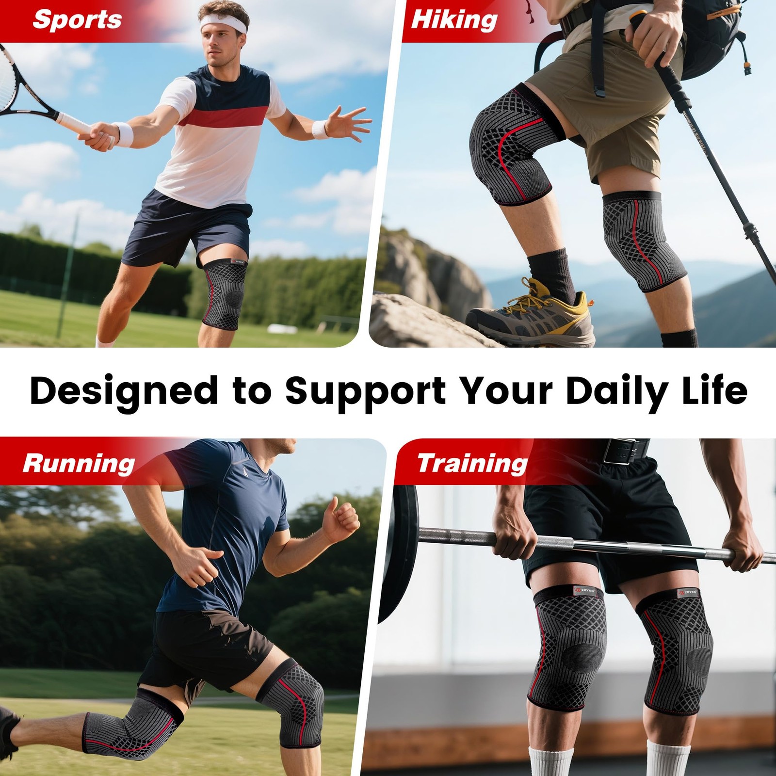 Knee Brace for & Men, 3D-Knitted Knee Compression Sleeve with Enhanced Patell…