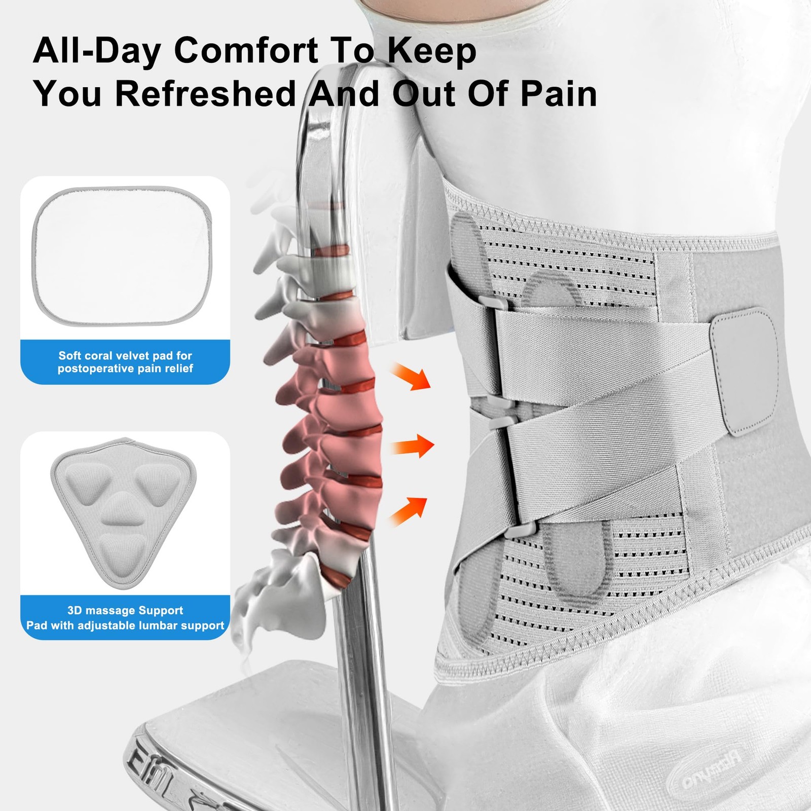 DOKIBI Back Brace Lower Back Pain Relief Women Adjustable Lumbar Support Belt