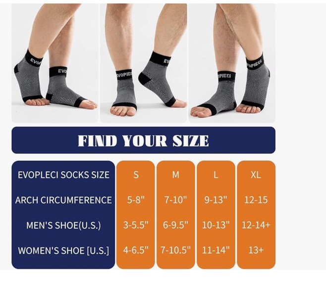 EVOPLECI Ankle Compression Sleeve 20-30mmHg Plantar Fasciitis Socks Unisex XL