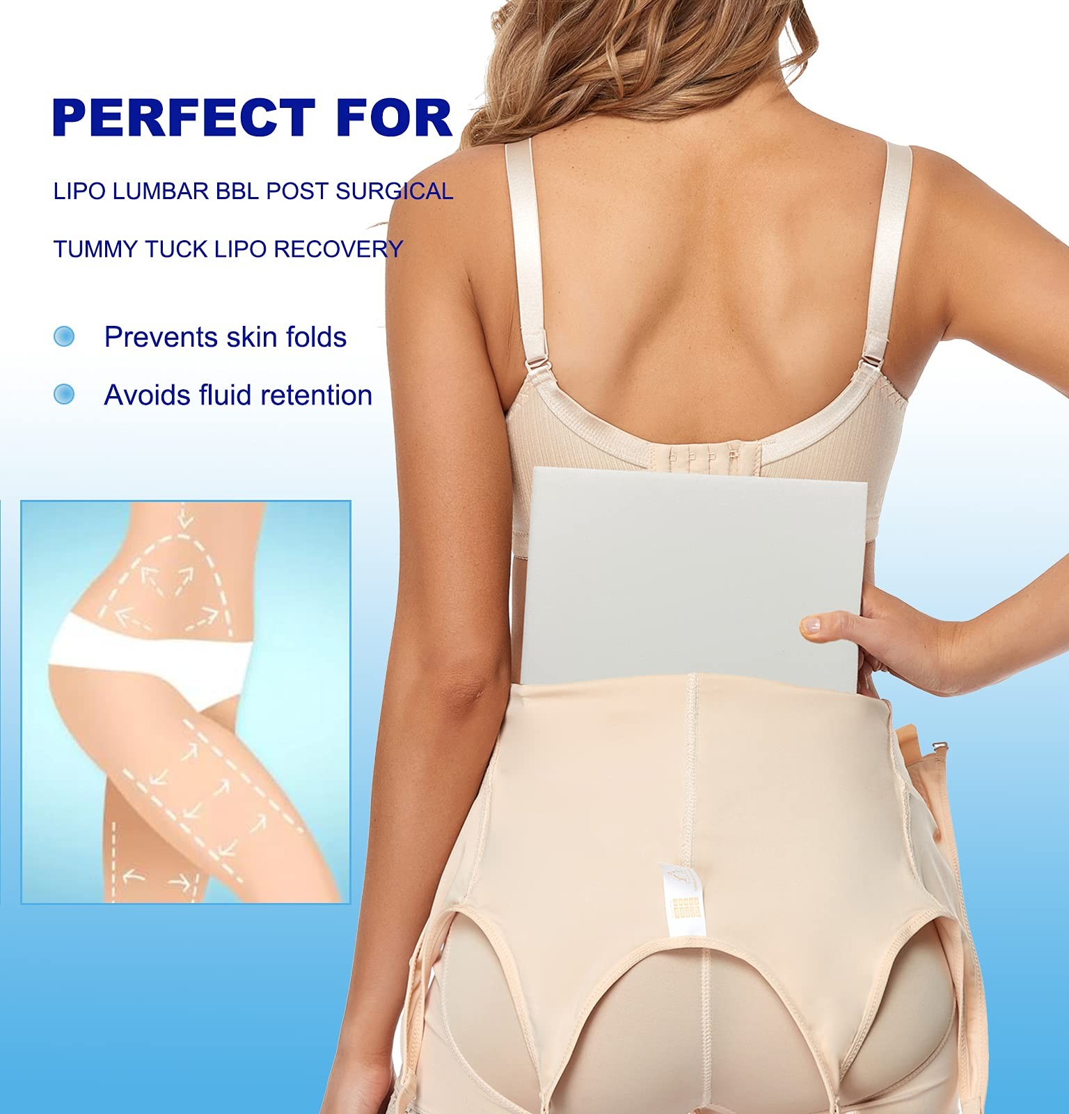 3 Pack Lipo Foam Post Surgery Ab Board for Liposuction Surgery 8″X11″ White