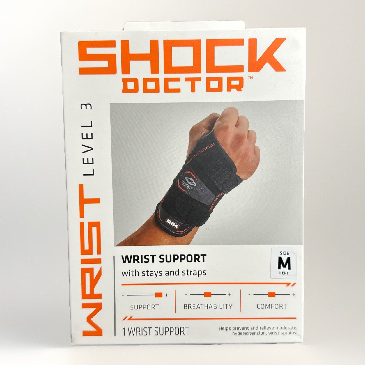 Shock Doctor Level 3 Wrist Support With Stays & Straps – Medium – Left **NEW**