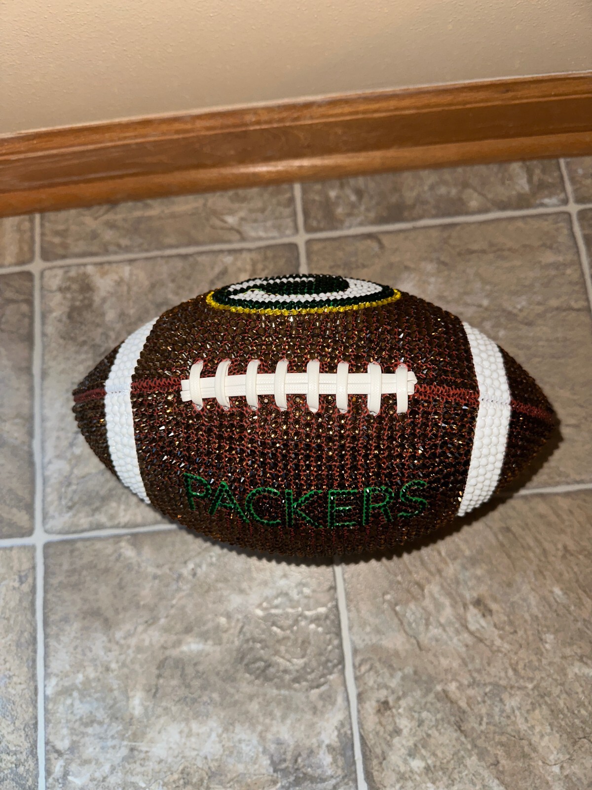 New Green Bay Packers Football Rhinestoned by hand Official size (Sz9)