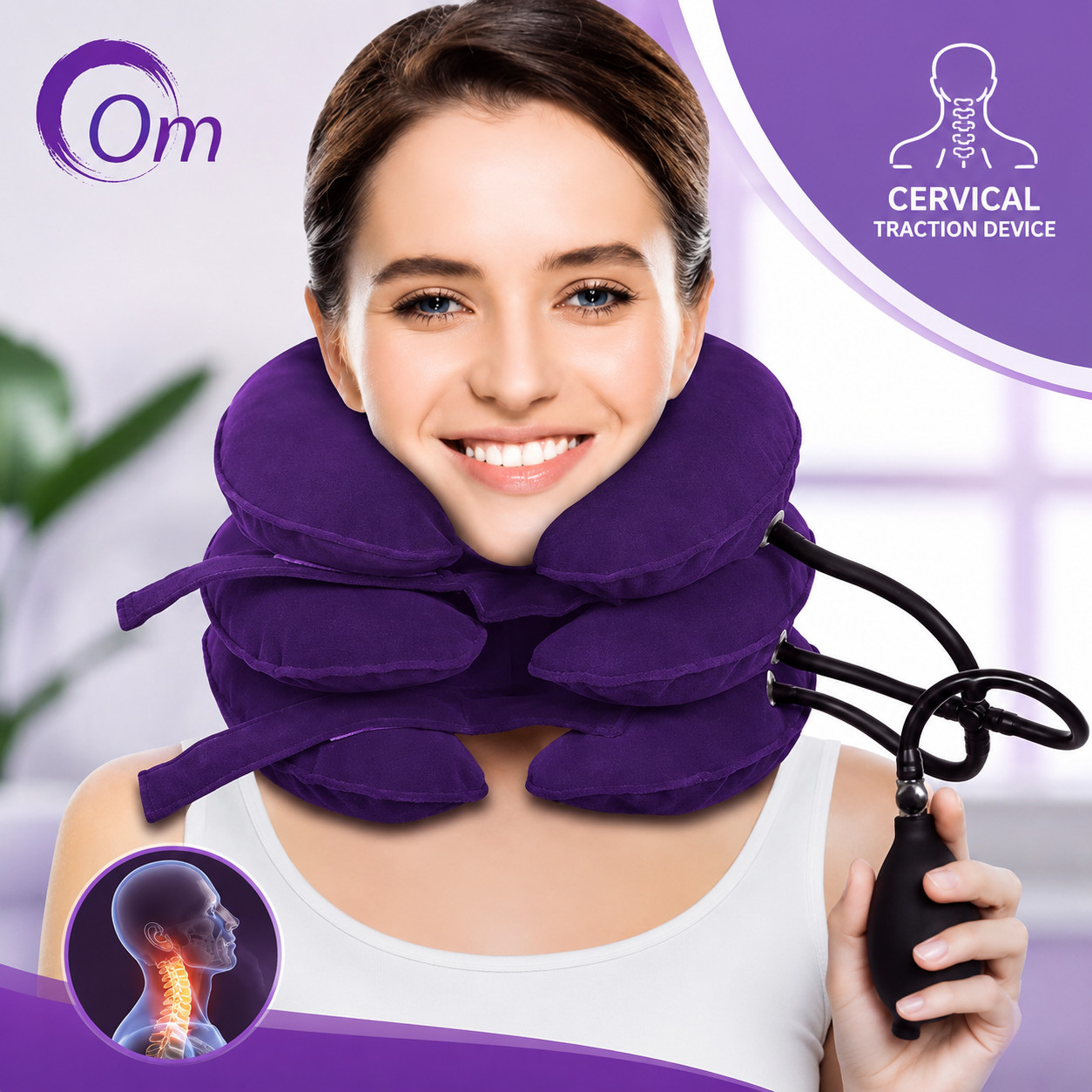 Cervical Traction Device Neck Stretcher Adjustable Neck Support Brace Pain Relie