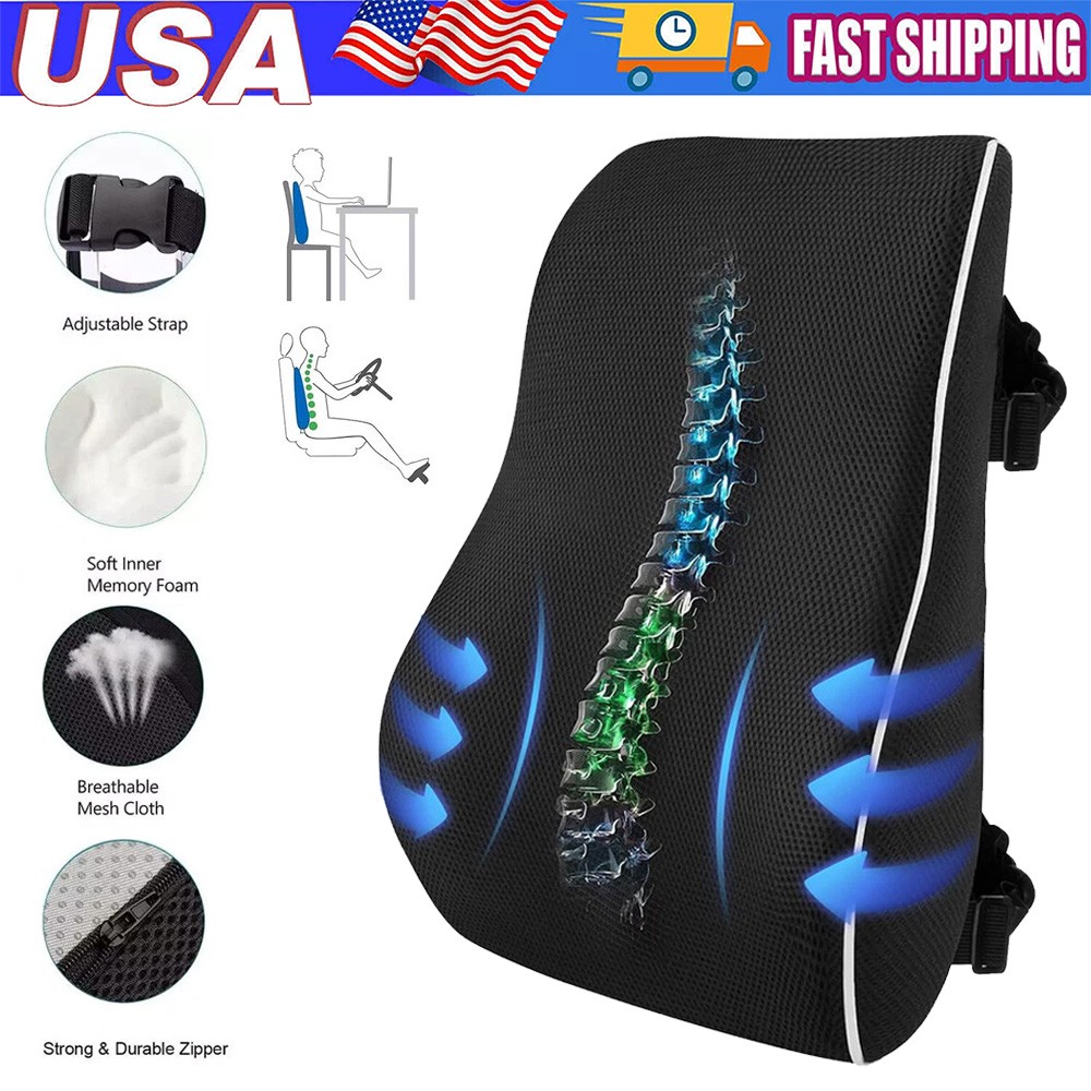 Memory Foam Lumbar Support Cushion for Home Office Car Seat Back Chair Pillow US