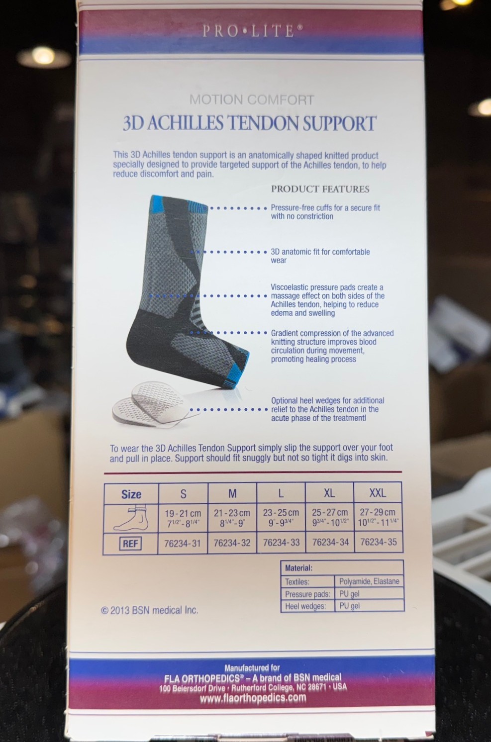 FLA Small PROLITE 3D Achilles Tendon Support Braces Charcoal