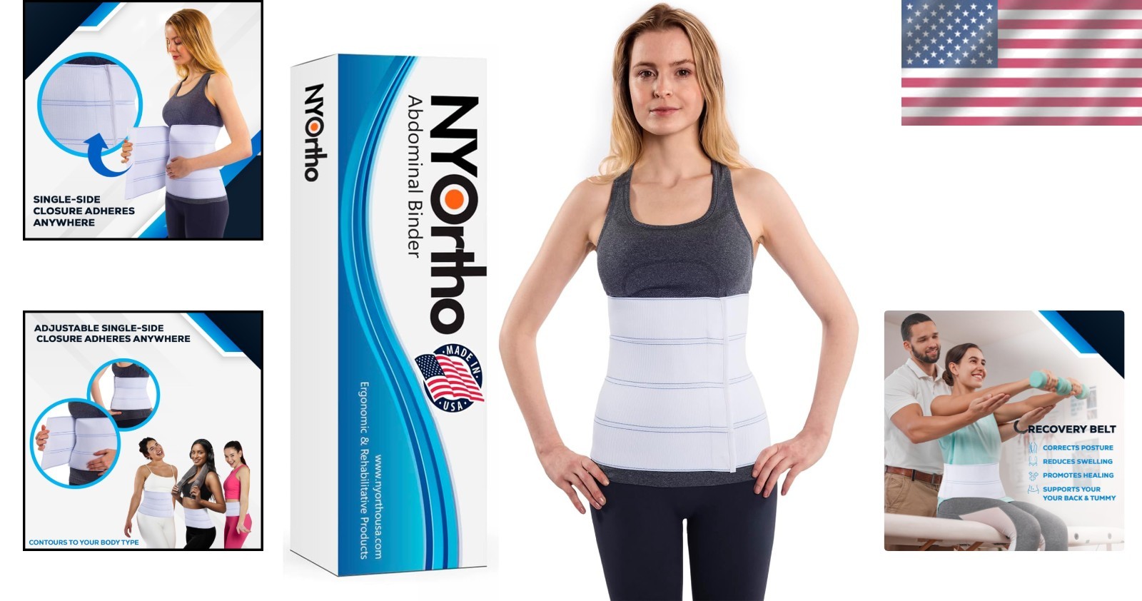 Comfortable Post-Surgery 12″ Abdominal Support Belt – 60-75″ Adjustable Fit