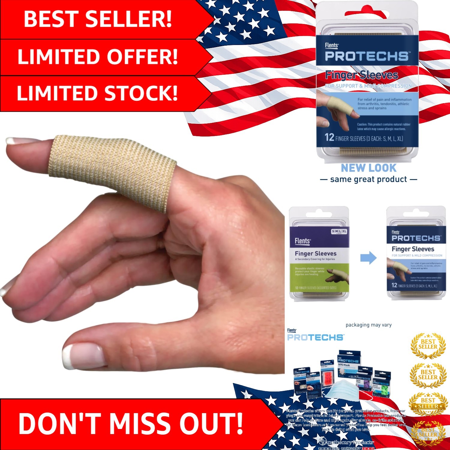 Lightweight Compression Finger Sleeves, 12 Count – Pain Relief for Active Living
