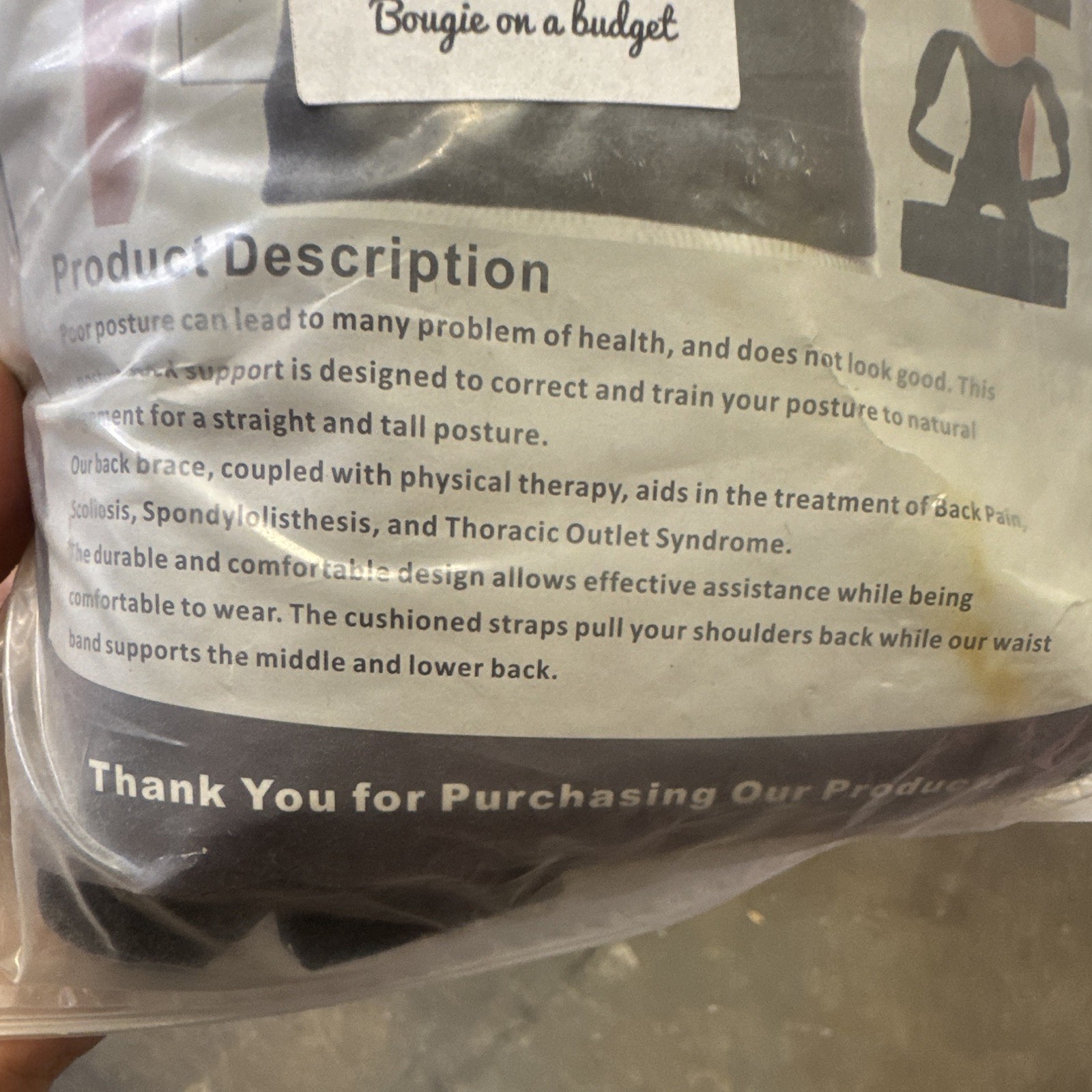 Magnetic Adjustable Posture Corrector Back Support Brace Neoprene XXL Black